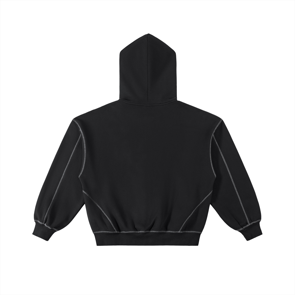 Contrast-Stitched Boxy Zip Up