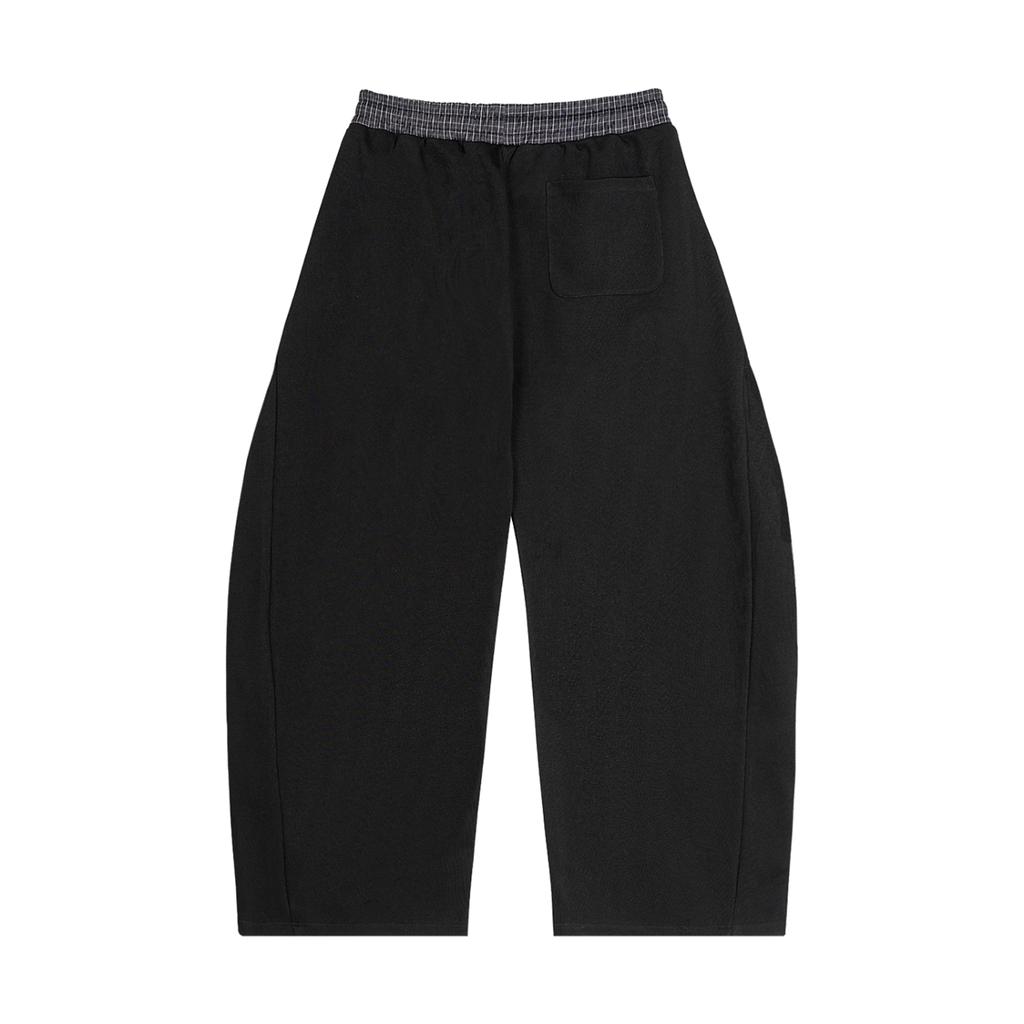 Boxy Plaid Black Tracksuit Set Sweatpants