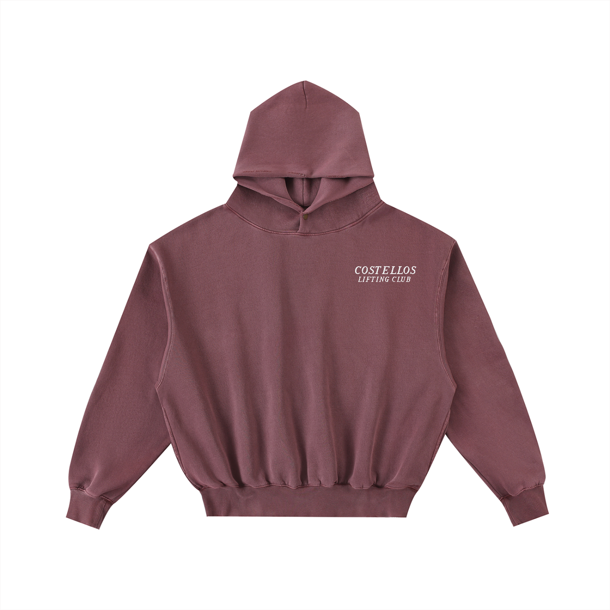 Embroidered Frayed Enzyme Washed Fleece Hoodie