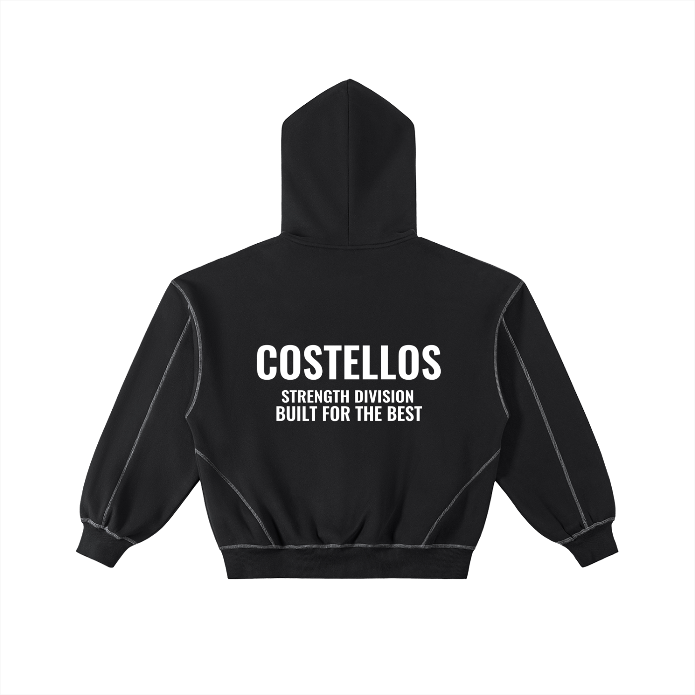 Costello's Graphic Contrast-Stitched Boxy Fleece Zip Hoodie