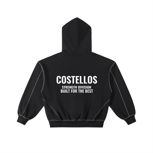 Costello's Graphic Contrast-Stitched Boxy Fleece Zip Hoodie