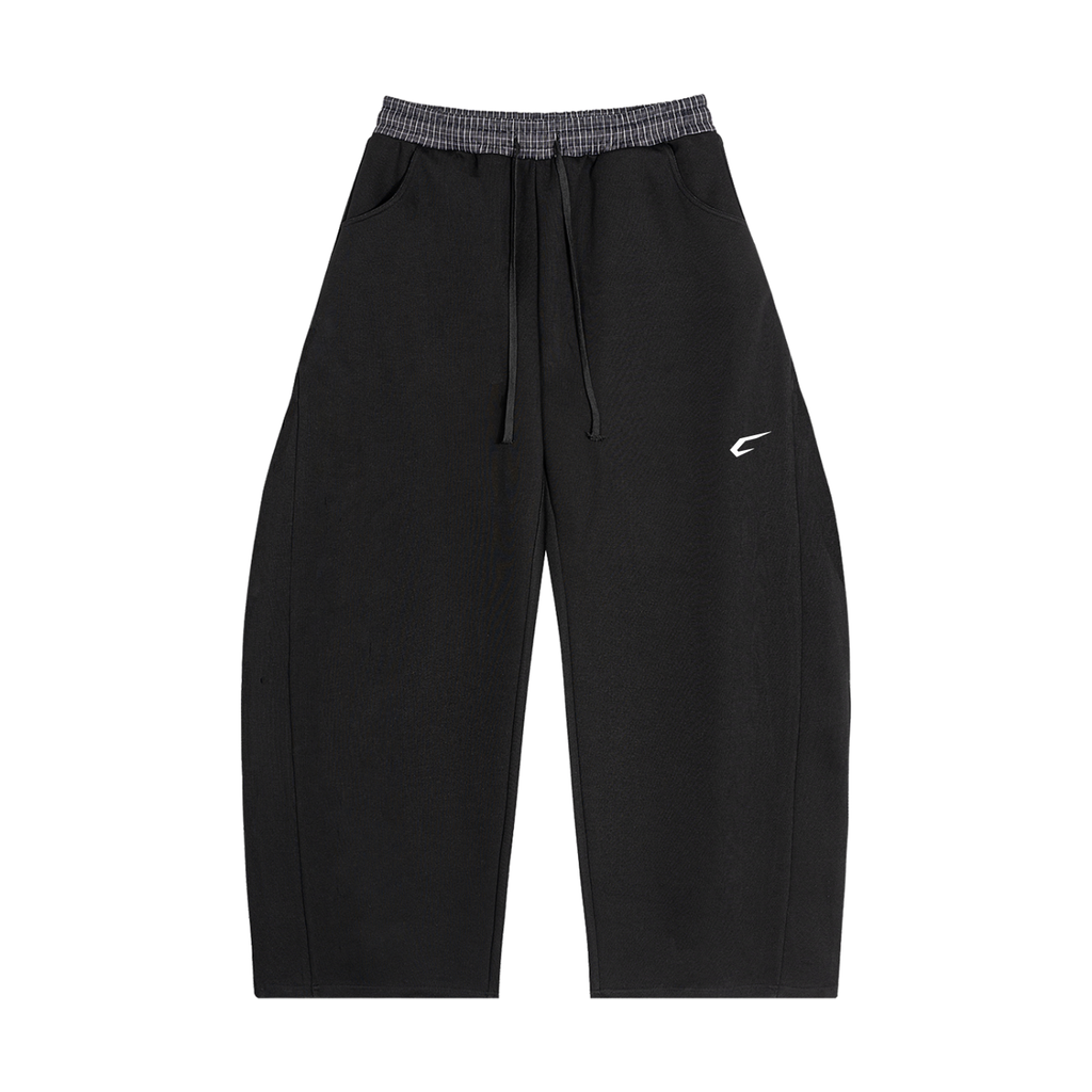 Boxy Plaid Black Tracksuit Set Sweatpants