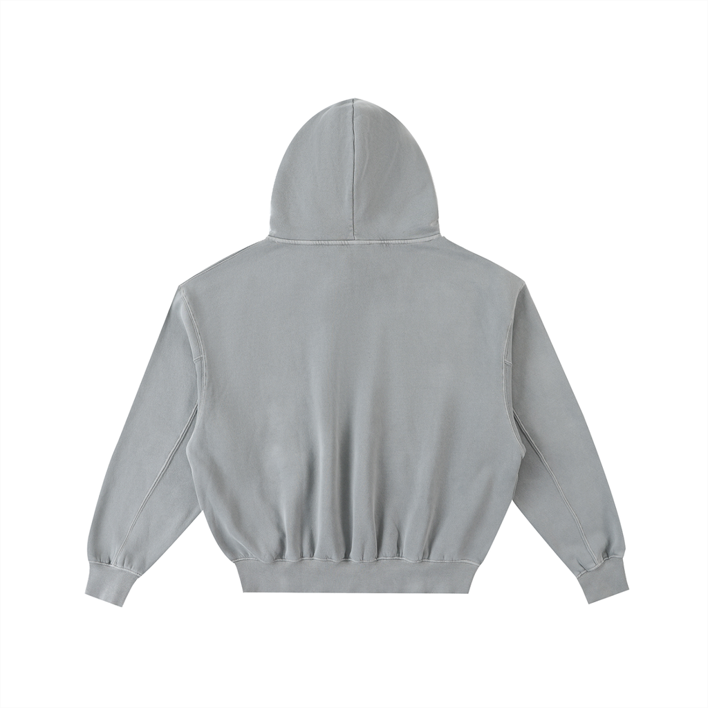 Embroidered Frayed Enzyme Washed Fleece Hoodie