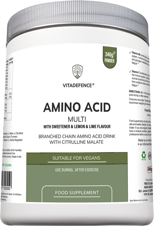 Amino Acid Multi | Lemon & Lime Flavour with Citrulline Malate, BCAAs & Vitamins – 30+ Servings