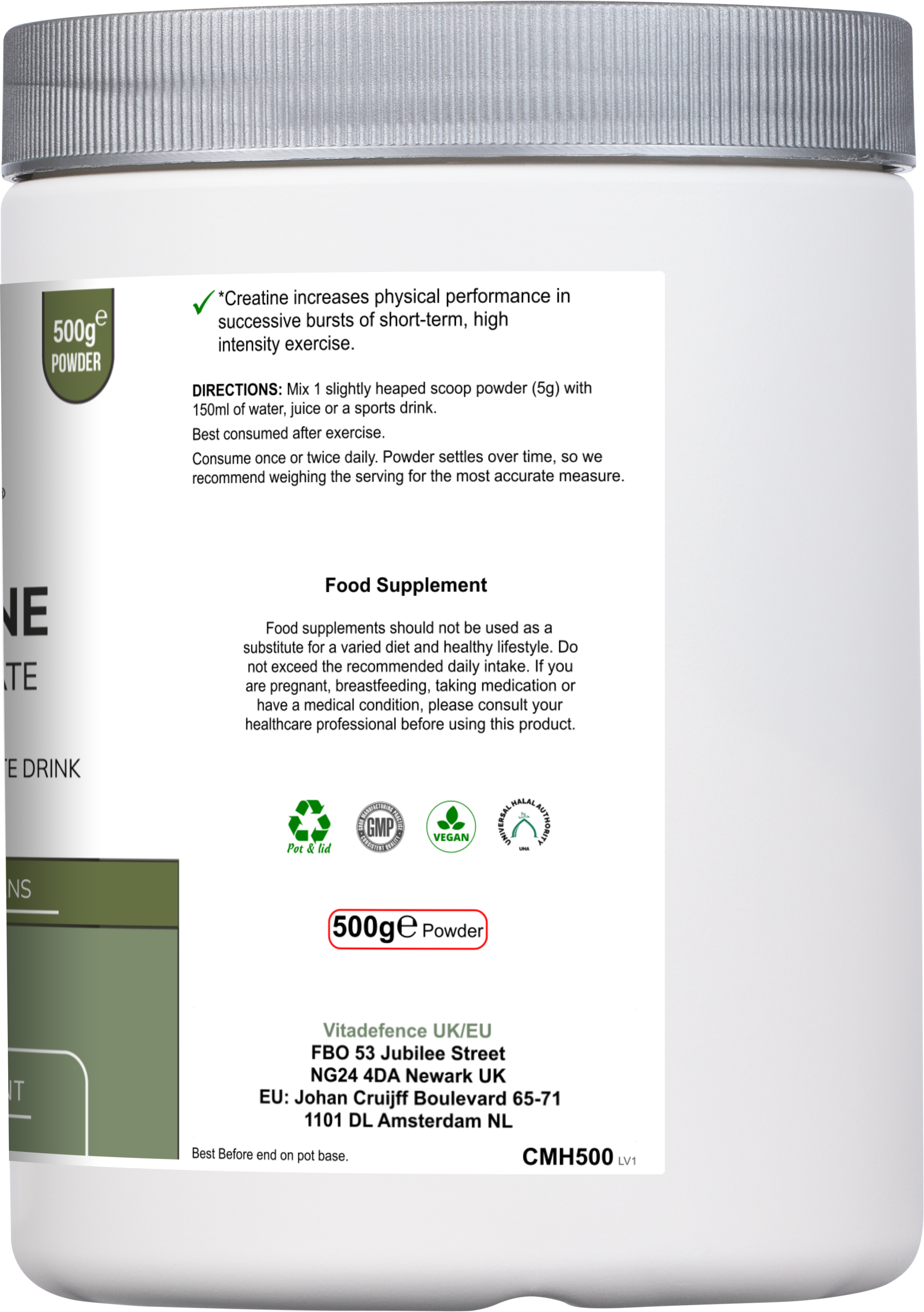 Creatine Monohydrate | Pure Unflavoured Creatine Powder – 500 g - 100 Servings