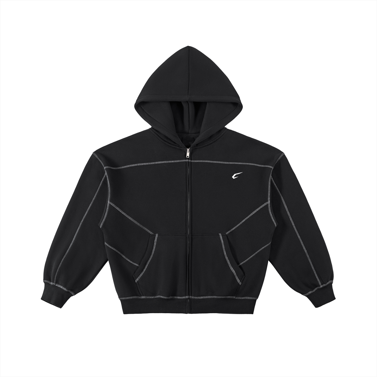 Contrast-Stitched Boxy Zip Up