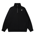Men's Black Quarter-Zip Drop Shoulder Sweatshirt