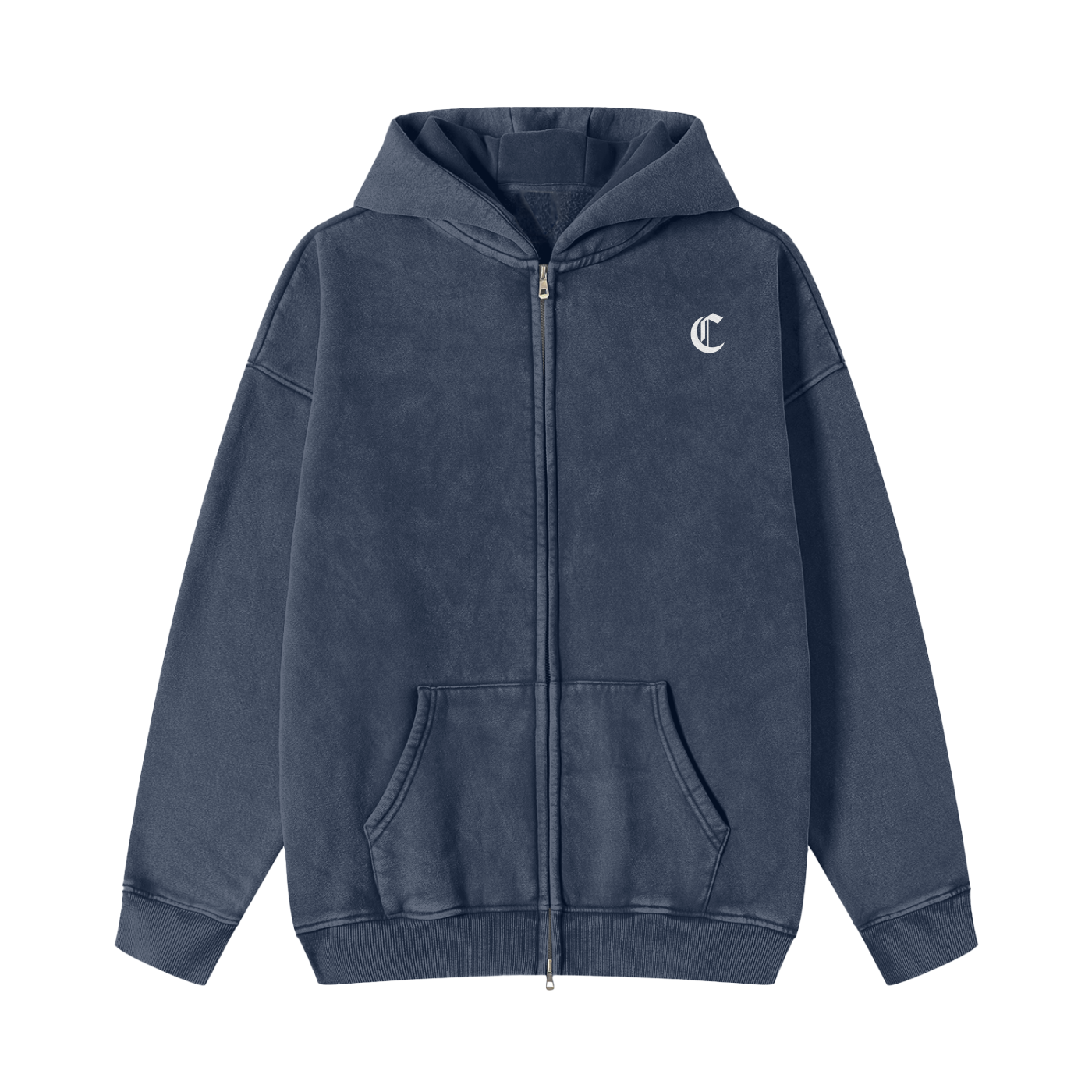 2NICHE Signature Snow washed Zip-through Hoodie