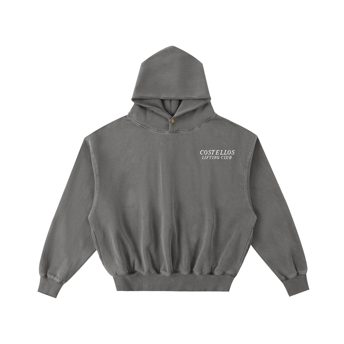 Embroidered Frayed Enzyme Washed Fleece Hoodie