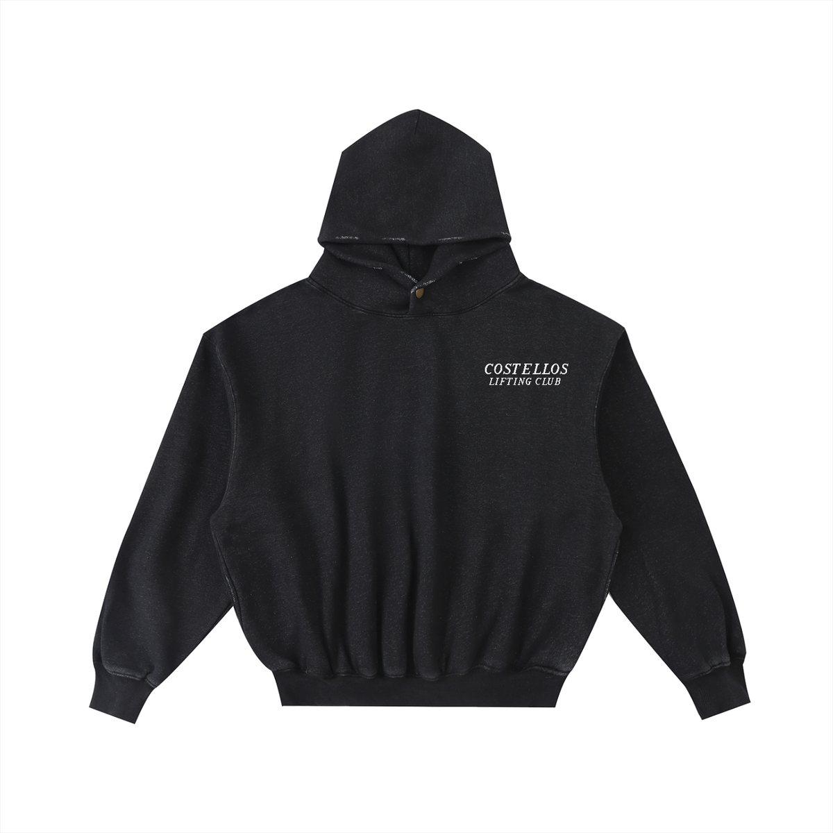 Embroidered Frayed Enzyme Washed Fleece Hoodie