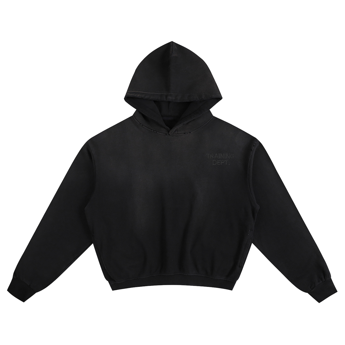 Embroidered All Black Boxy Hoodie
