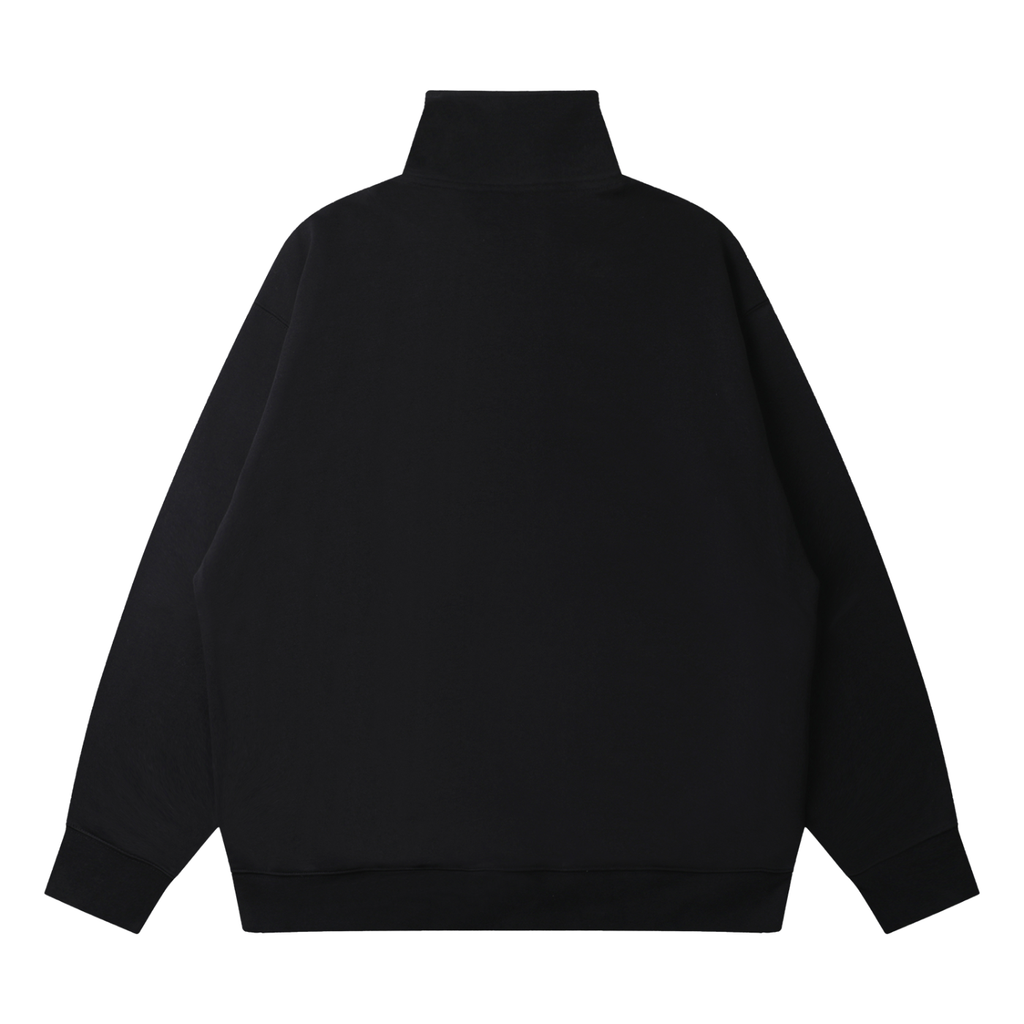 Men's Black Quarter-Zip Drop Shoulder Sweatshirt