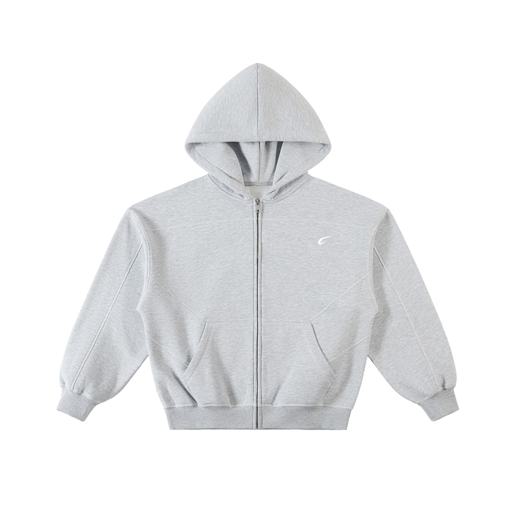 Contrast-Stitched Boxy Zip Up