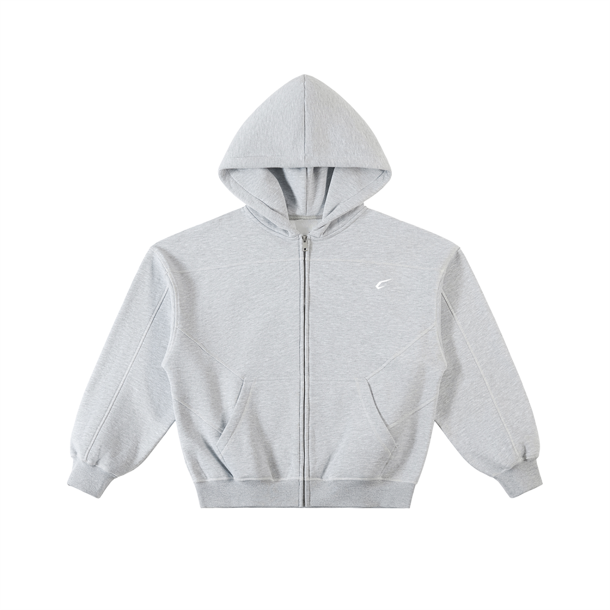 Contrast-Stitched Boxy Zip Up