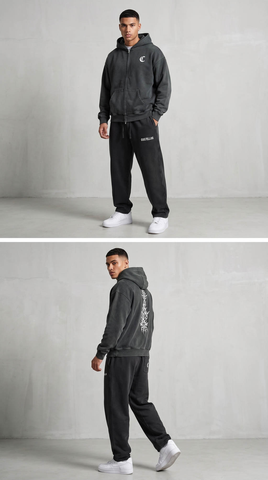 2NICHE Signature Snow washed Zip-through Hoodie