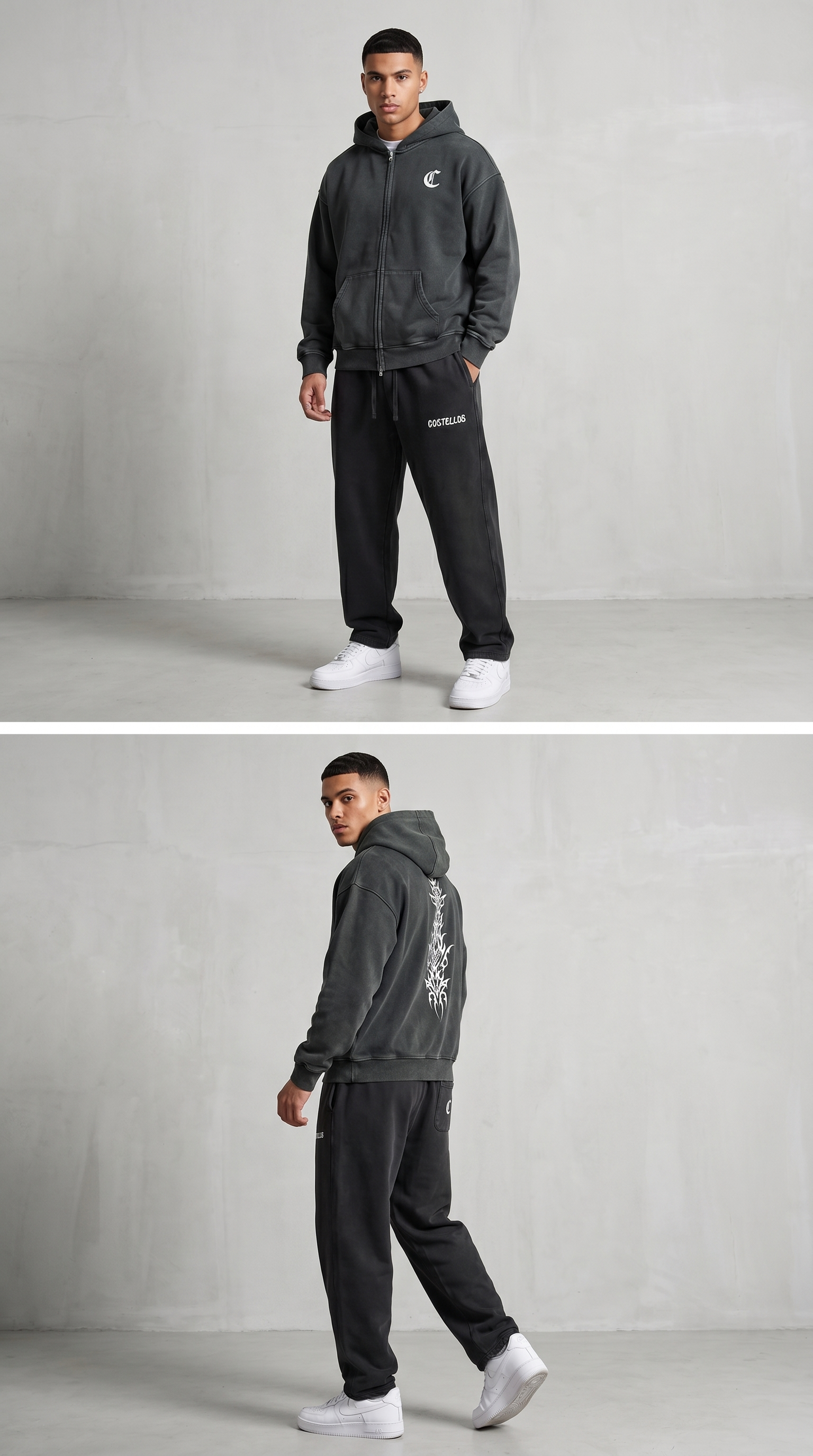 2NICHE Signature Snow washed Zip-through Hoodie