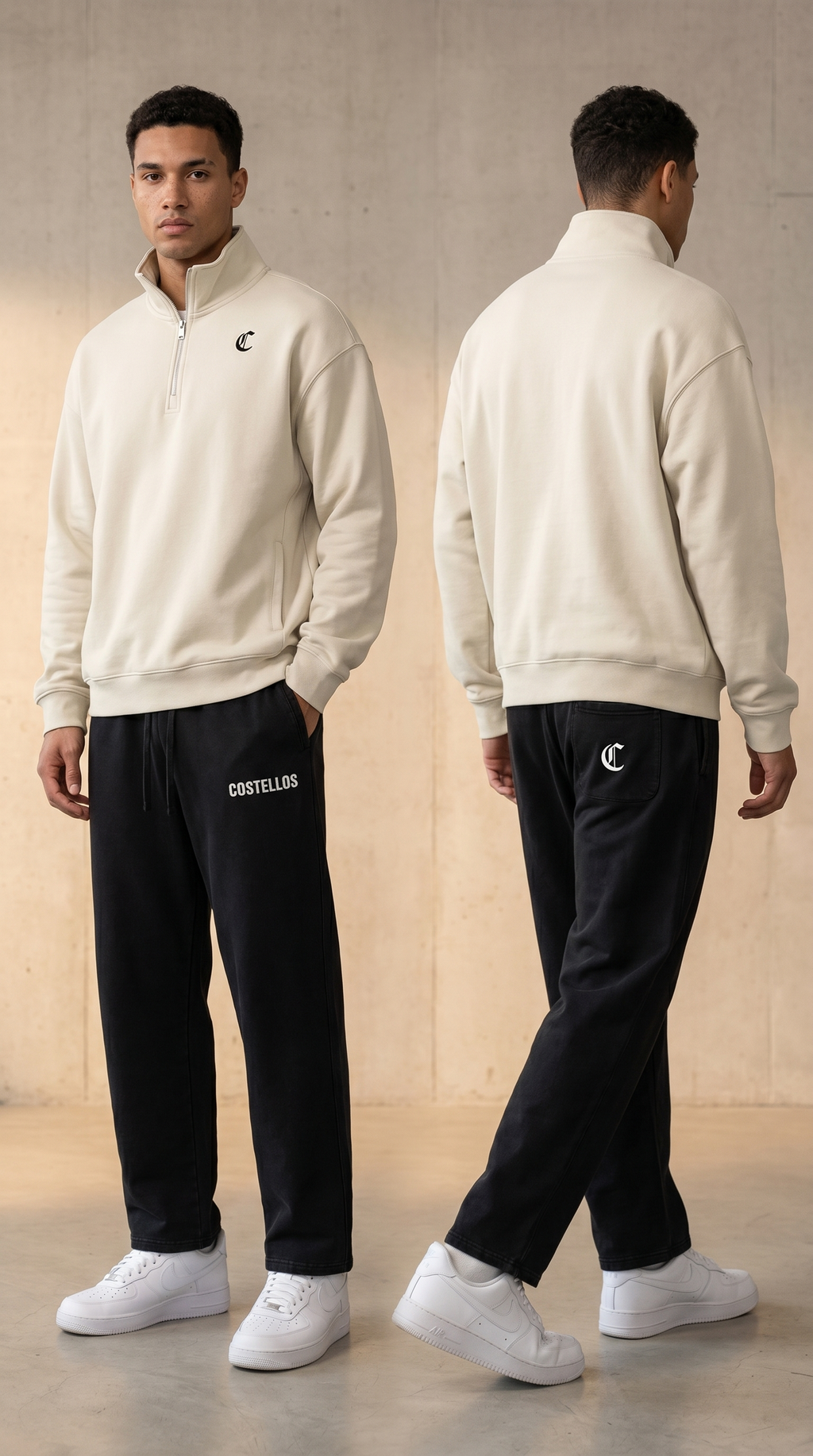 Men's Quarter-Zip Drop Shoulder Sweatshirt