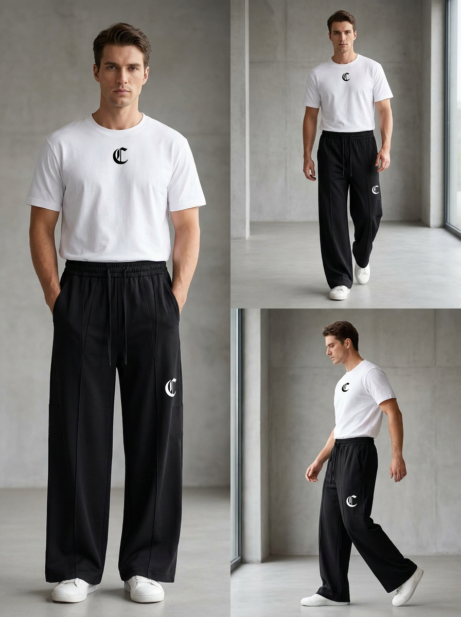Costello's Heavyweight Wide Leg Panel Sweatpants